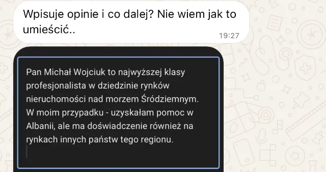 Wiadomość od klientki
